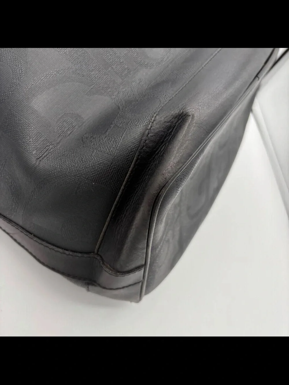Dior Black Leather Drawstring Shoulder Bucket Bag with Gold Hardware